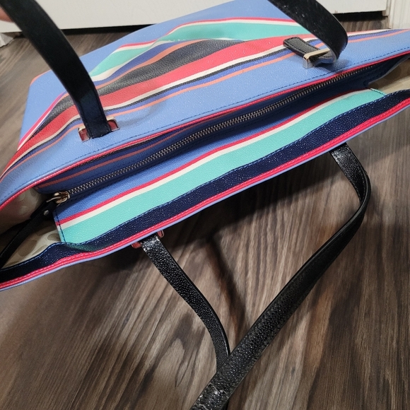 Kate Spade New York Cedar Street Striped Harmony Shoulder Bag Tote Leather - Picture 9 of 13